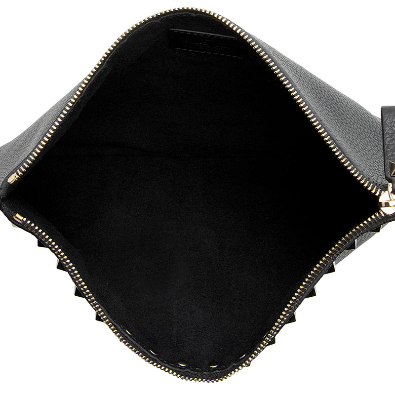 Valentino Leather Rockstud Large Flat Clutch (SHF-21847)