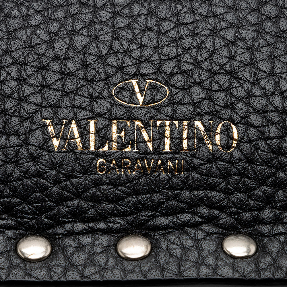 Valentino Leather Rockstud Large Flat Clutch (SHF-21847)