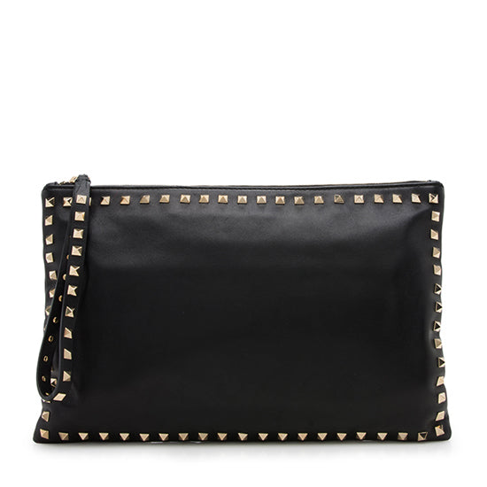 Valentino Leather Rockstud Large Clutch (SHF-pOfjIM)