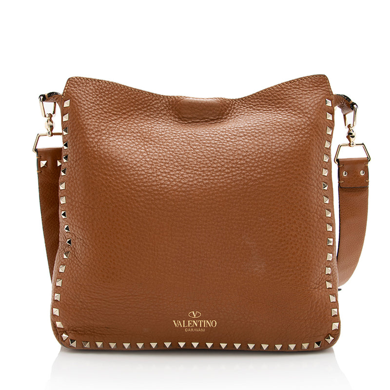 Valentino Leather Rockstud Messenger Bag (SHF-18945)