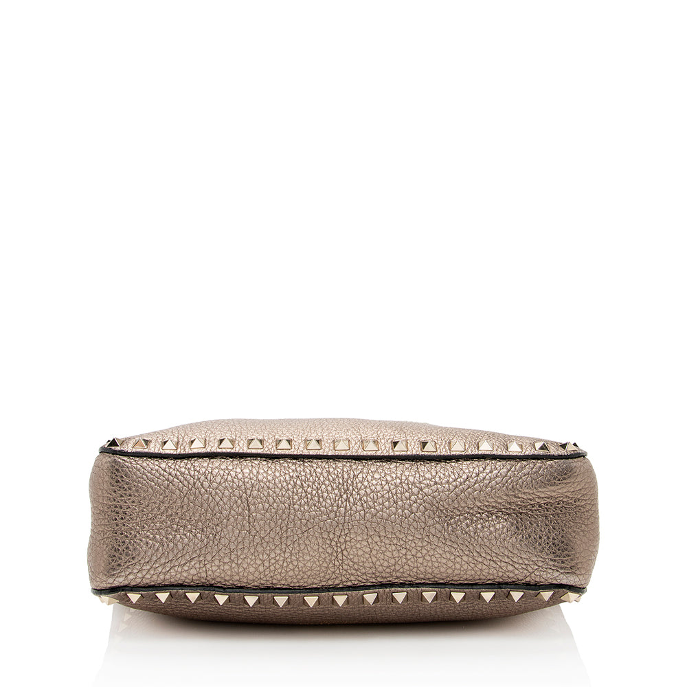Valentino Metallic Calfskin Rockstud Messenger Bag (SHF-21791)
