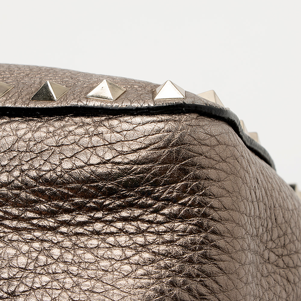 Valentino Metallic Calfskin Rockstud Messenger Bag (SHF-21791)