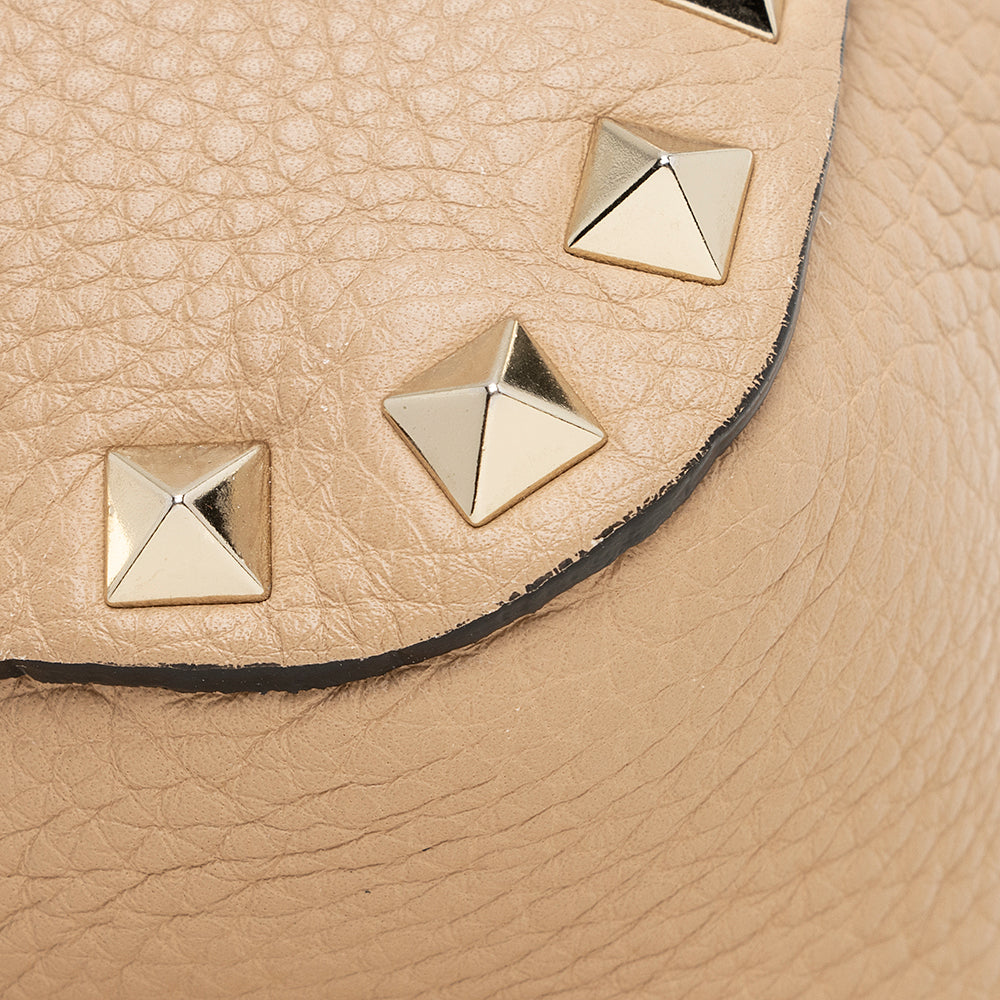 Valentino Pebbled Calfskin Rockstud Flip-Lock Small Messenger Bag (SHF-21886)