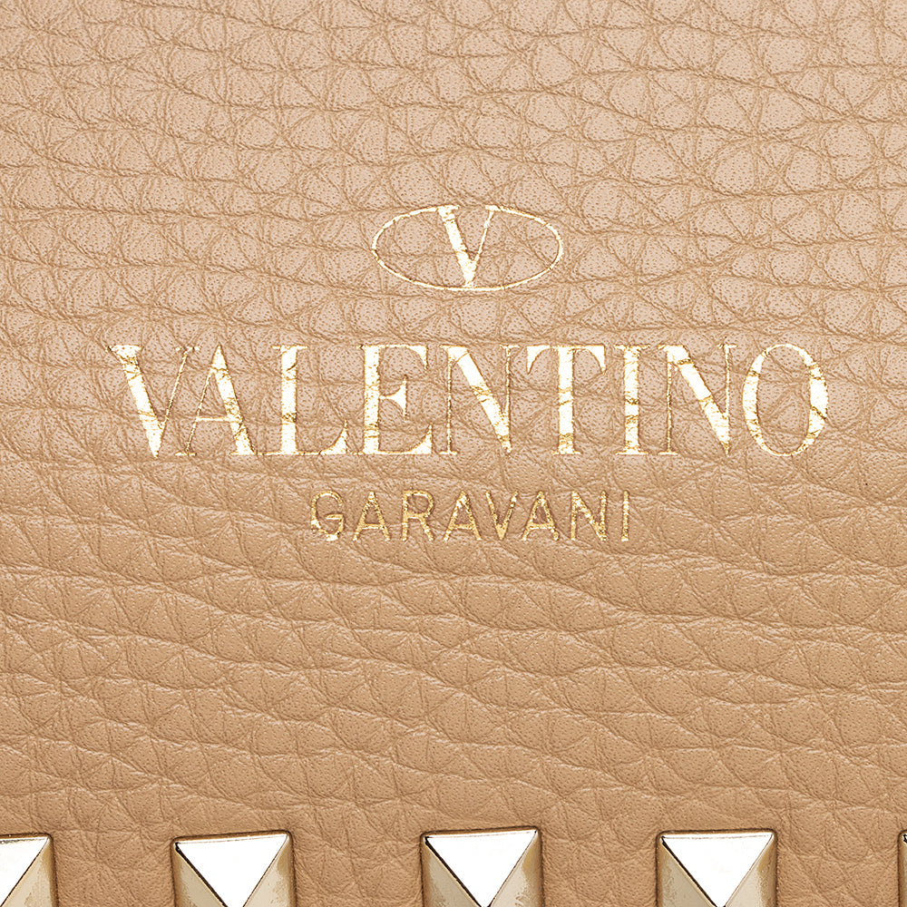 Valentino Pebbled Calfskin Rockstud Flip-Lock Small Messenger Bag (SHF-21886)