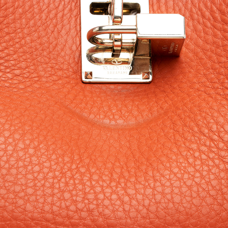 Valentino Pebbled Leather Rockstud Joylock Small Satchel (SHF-13687)
