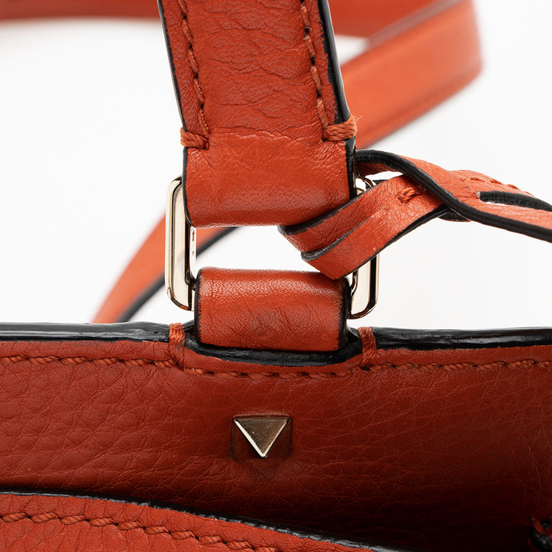 Valentino Pebbled Leather Rockstud Joylock Small Satchel (SHF-13687)
