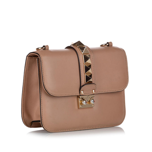 Valentino Pink/Cream Leather Small Rockstud Glam Lock Flap Bag Valentino |  The Luxury Closet