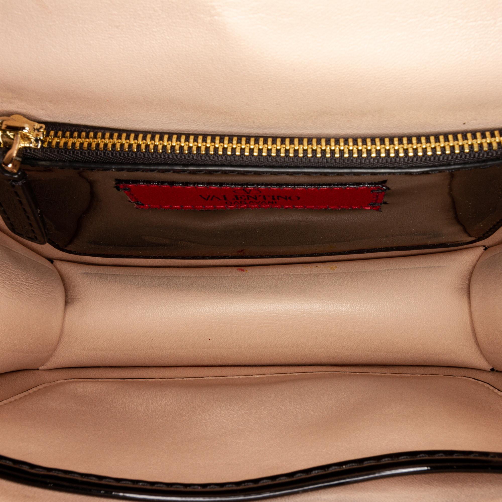 Valentino Rockstud Glam Lock Patent Leather Crossbody Bag (SHG-34296)