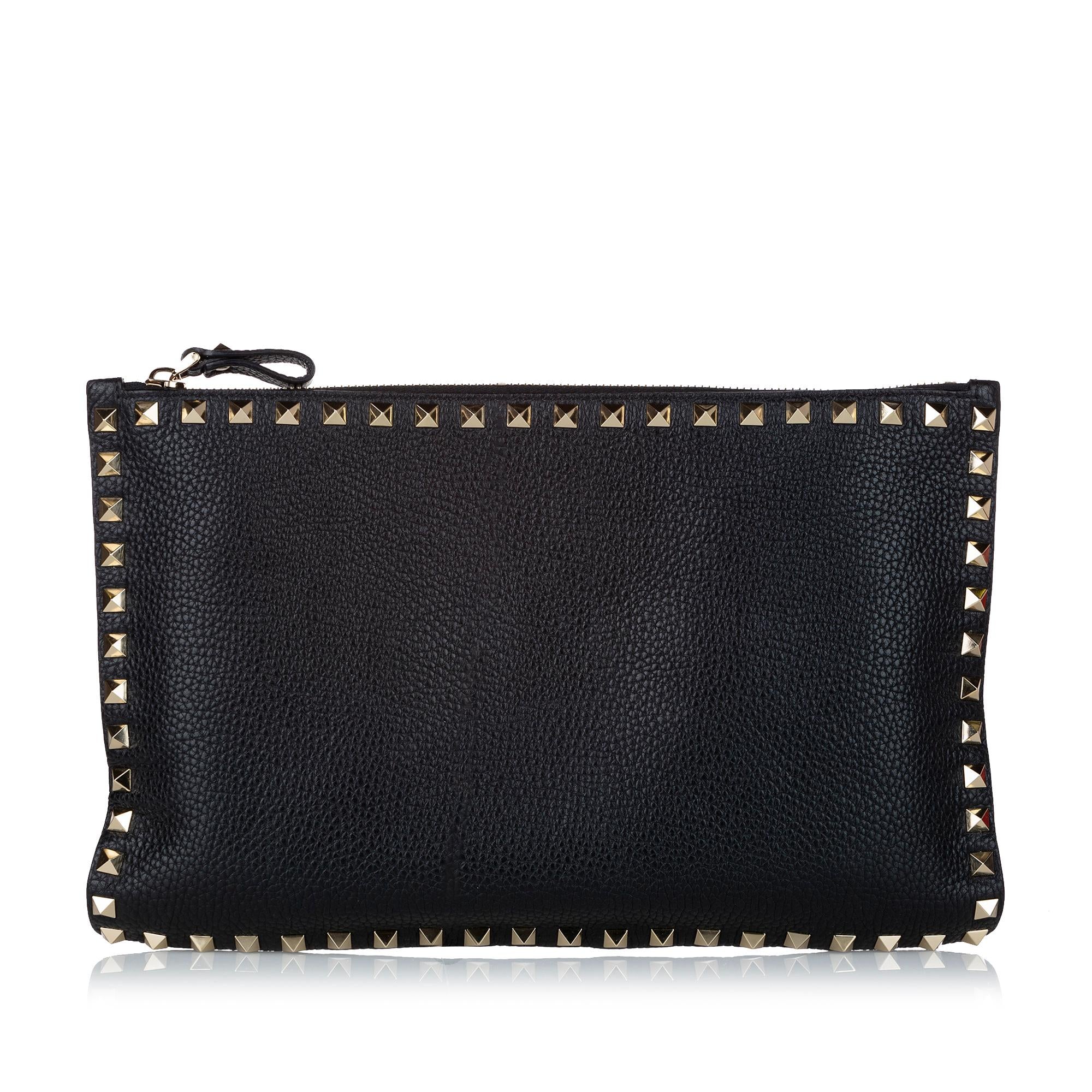Valentino Rockstud Leather Clutch Bag (SHG-30059)