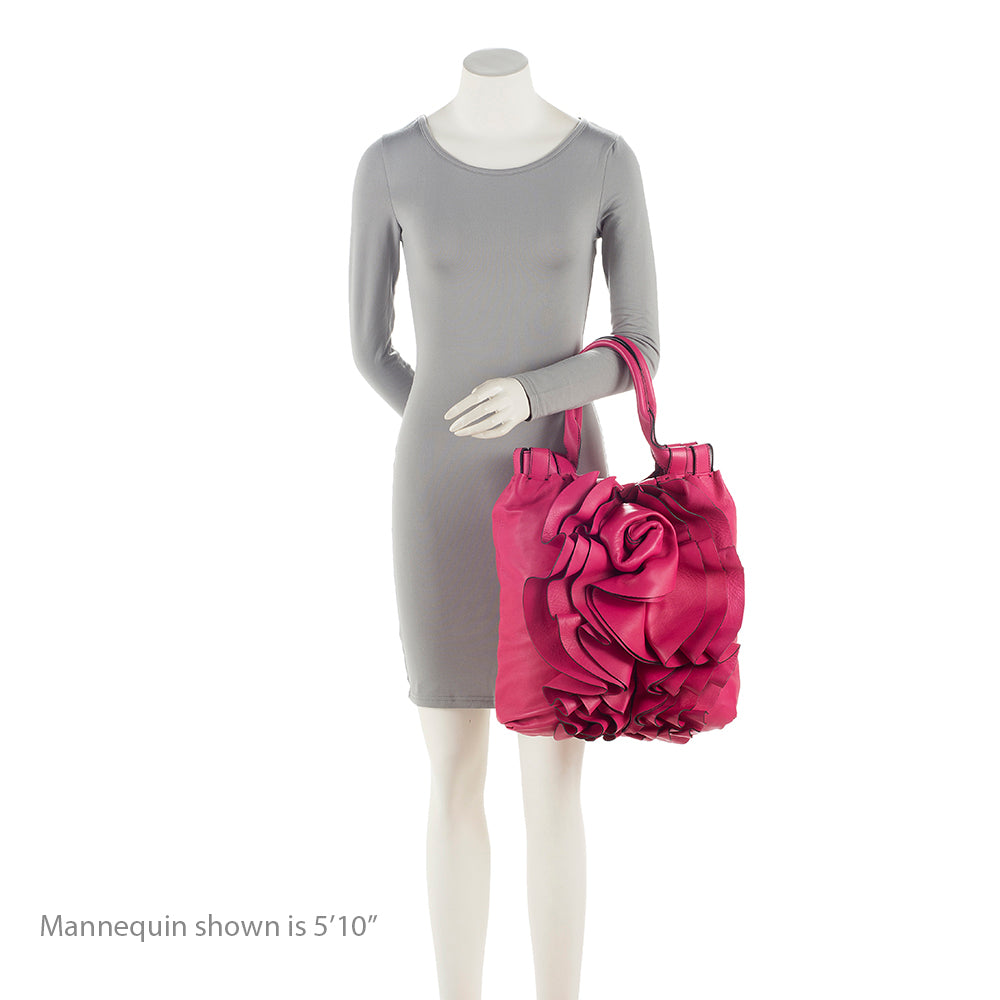 Valentino Leather Rose Vertigo Shopper Tote (SHF-21662)