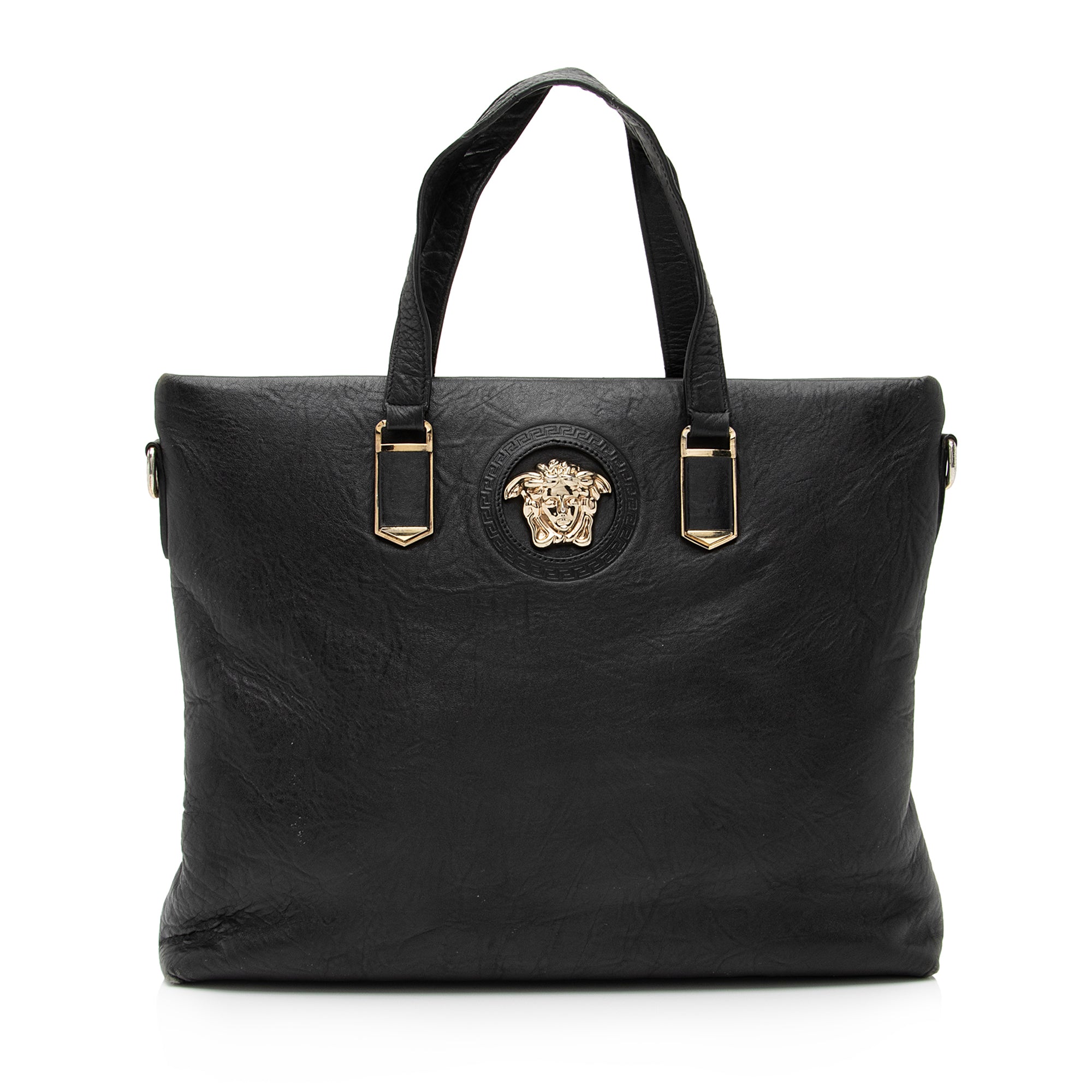 Versace Calfskin La Medusa Convertible Messenger Tote (SHF-XAvM3m)