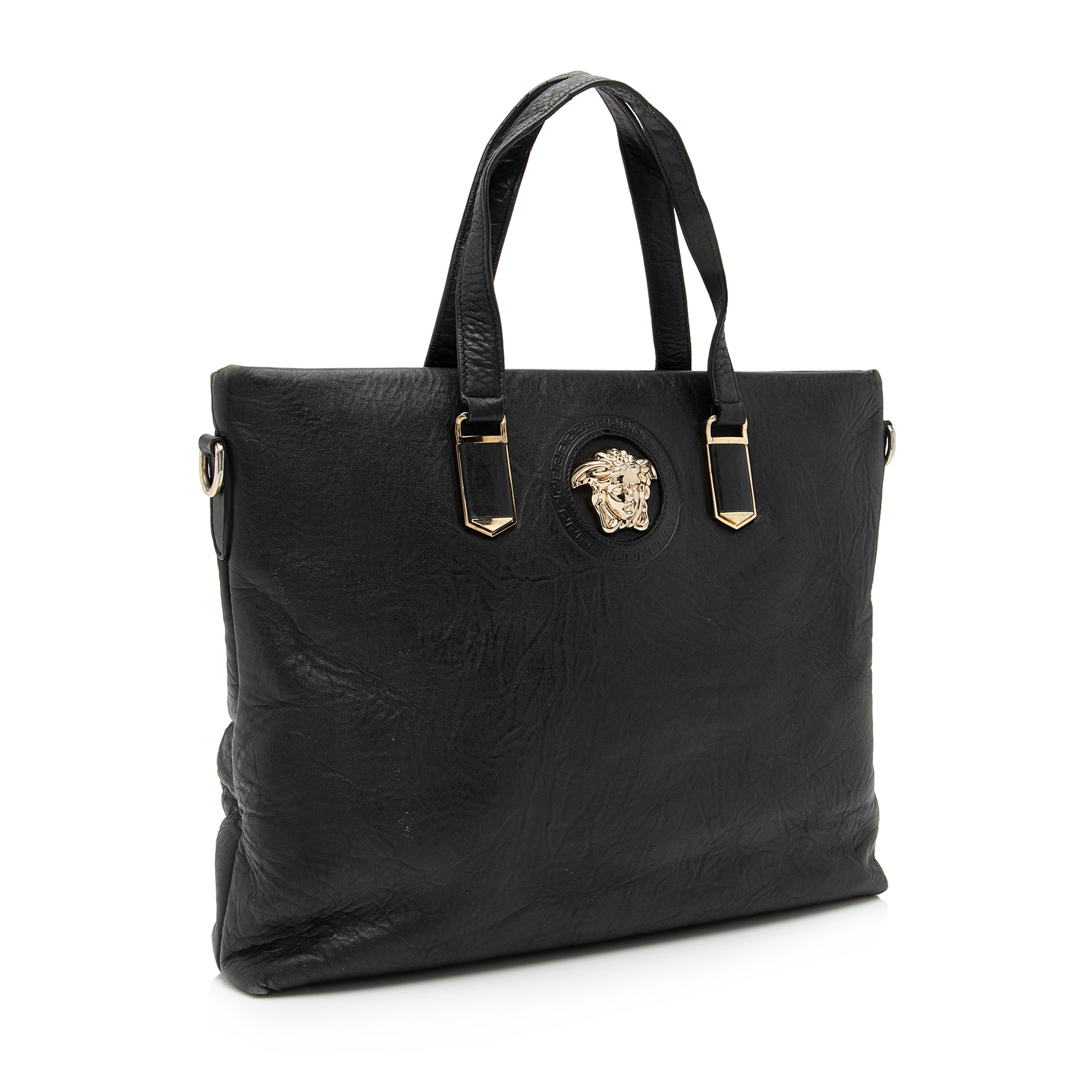 Versace Calfskin La Medusa Convertible Messenger Tote (SHF-XAvM3m)
